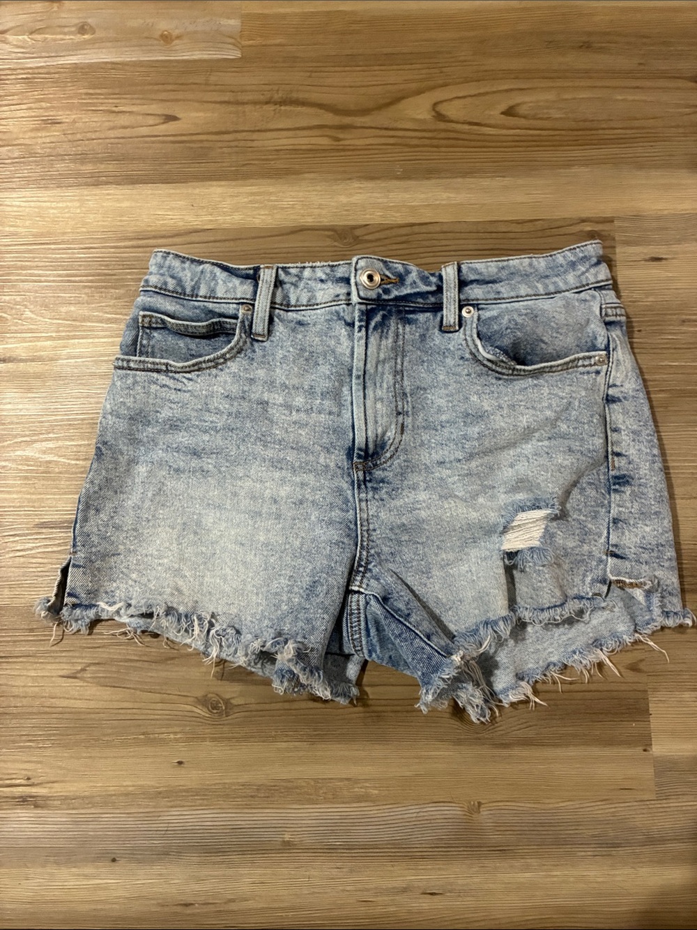 BCBGeneration Light Blue Distressed Denim Shorts